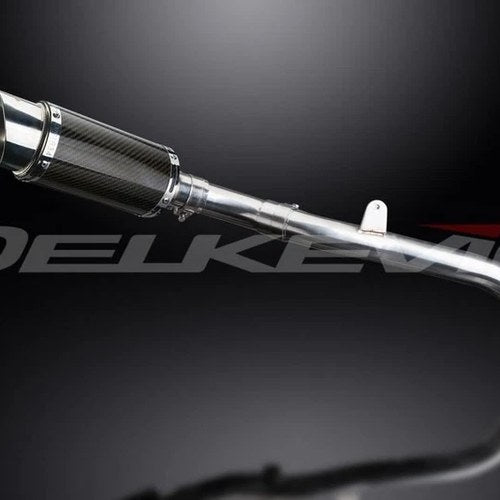 Delkevic 8" Mini Carbon Fiber Round Muffler Slip On - Honda CBR600RR 2005-2006