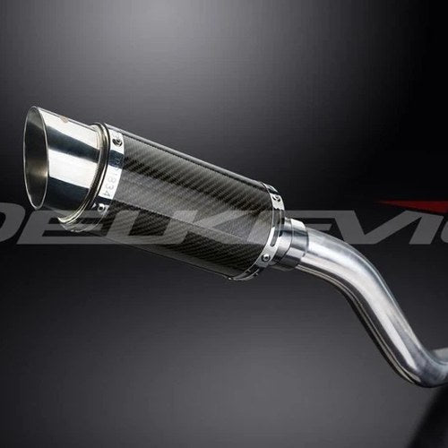 Delkevic 8" Mini Carbon Round Slip On Muffler - Kawasaki Z800 2013-2016 Exhaust