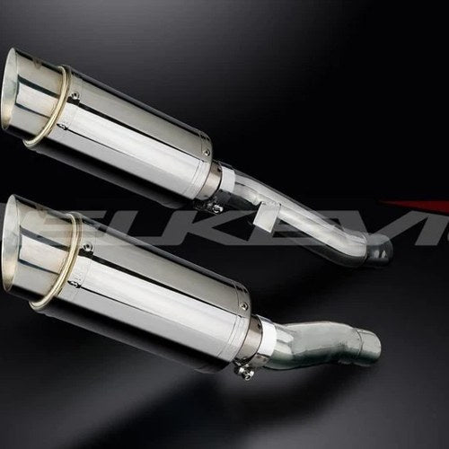 Delkevic 8" Stainless Round Mufflers - Kawasaki Ninja ZX6 ZZR600 90-01 Exhaust