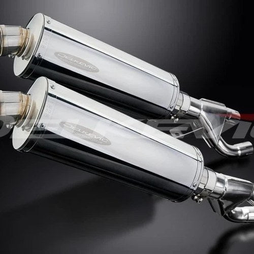 Delkevic 14” Stainless Oval Mufflers - Yamaha Vmax 1200 1984-2007 Exhaust