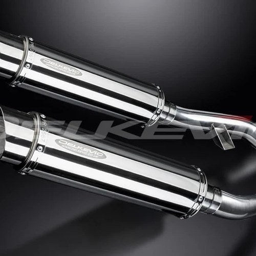 Delkevic 14" Stainless Round Slip On Mufflers - Yamaha FJR1300 2006-2017 Exhaust