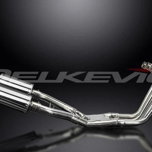 Delkevic Complete 4-2 Exhaust 9" Stainless Oval Muffler - Yamaha FJ1100 84-85
