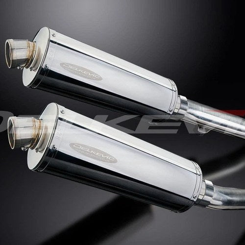 Delkevic 14" Stainless Steel Oval Mufflers - Triumph Trident 900 - 94-98 Exhaust