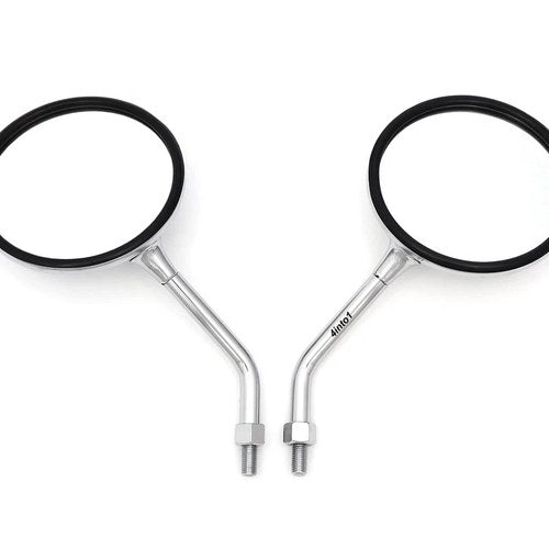 Set of 2 Universal Chrome Motorcycle Mirrors - Short Stem Honda Kawasaki Suzuki