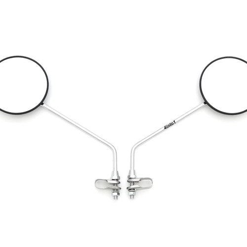 Universal Round Black & Chrome Mirror Set - Clamp On - 8mm - 7/8" Handlebars