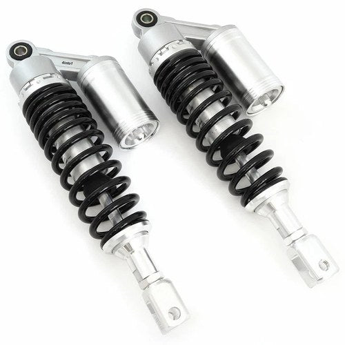 Silver & Black Remote Reservoir Rear Air Shocks Eye To Clevis 320 - 330mm Honda