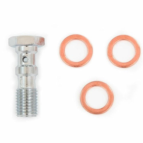 Double Banjo Bolt With Crush Washers Chrome M10 x 1.25 Caliper Master Cylinder