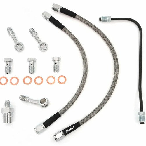 Short Stainless Steel Brake Line Kit - Clubman Drag Bars - Honda CB350/360/400F