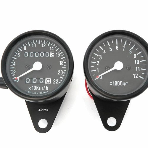 Kmh Mini Speedometer 1400:60 & Tachometer 1:4 - Black