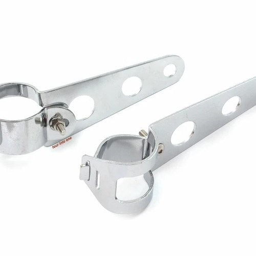 Universal Chrome Cafe Racer Motorcycle Headlight Brackets - 30mm - 38mm