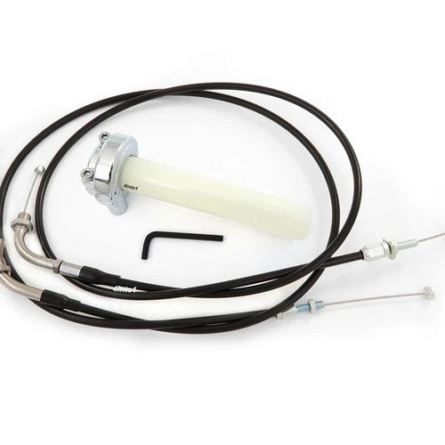Throttle Cable Set with Chrome Throttle Tube - Honda CB360 CJ360T CL360K