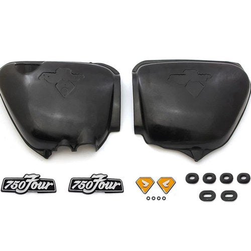 Complete Side Cover Kit w/ Orange Honda Wing Emblems - Honda CB750K - 1973-1976