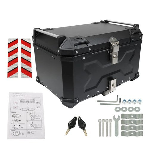 Black 65L Motorcycle Top Case Tail Box Waterproof Luggage Scooter Trunk Storage
