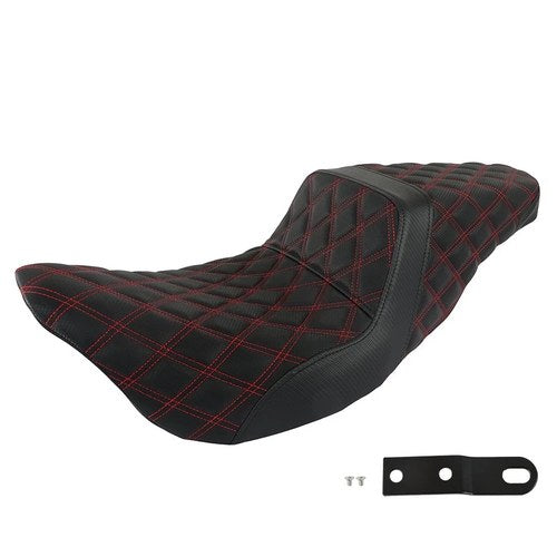Step Up Seat Red Lattice Stitch Carbon Fiber Gripper For 2008-2020 Touring
