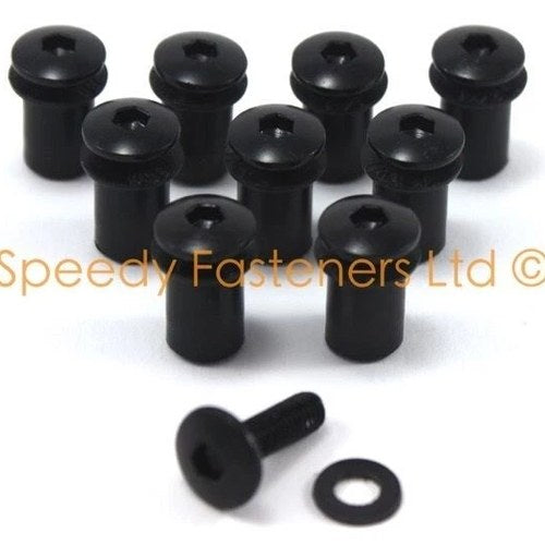 10x Black Motorcycle Windshield Wind Screen Shield Bolts Yamaha R1 R6 Fzr R125
