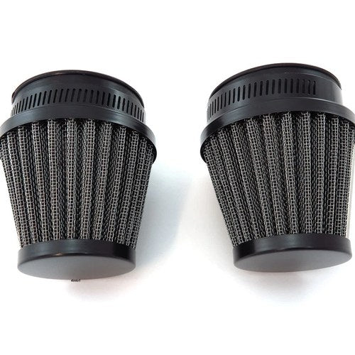 Set of 2 Black Motorcycle Air Filter Pod 50mm Honda Kawasaki Yamaha Suzuki