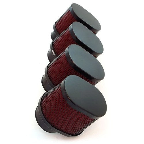 Set of 4 Black & Red Oval Pod Air Filters - 45mm - Honda CB750 1977 1978 Filter
