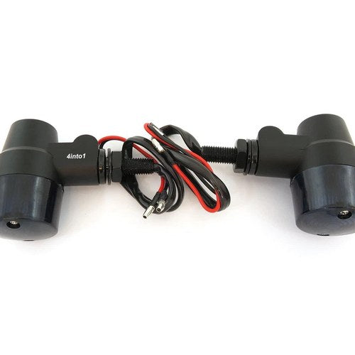 Flat Black Aluminum Turn Signals - Smoke Lens Single Filament Honda Bobber Cafe