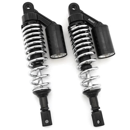 Black & Chrome Remote Reservoir Motorcycle Shocks - Eye To Clevis - 320mm 330mm
