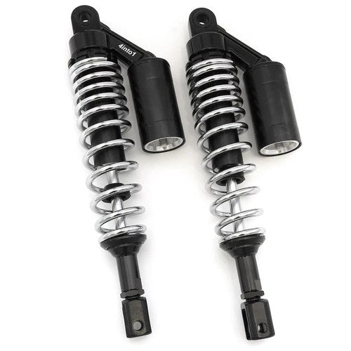 Black & Chrome Remote Reservoir Motorcycle Shocks - Eye To Clevis - 350mm 360mm