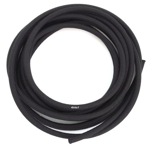 Black Motorcycle Cloth Wrapped 3/16" (4.5mm) Fuel / Gas Line - 10' Feet