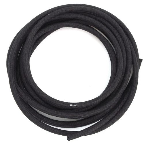 Black Motorcycle Cloth Wrapped 1/4" (6mm) Fuel / Gas Line - 5' Feet