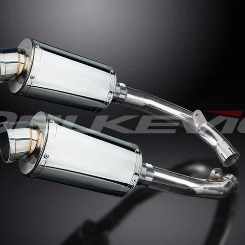 Delkevic 9" Stainless Steel Oval Mufflers Slip On - Honda RVT1000R 2000-2001