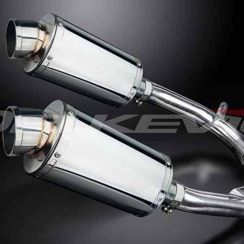 Delkevic 9" Stainless Oval Mufflers - Honda VTR1000F Superhawk 1997-2003