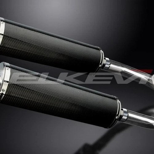 Delkevic 18" Carbon Fiber Oval Mufflers Slip On - Honda RVT1000R 2000-2001