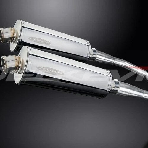Delkevic 14” Stainless Oval Mufflers Exhaust - Honda CB900 2002-2009