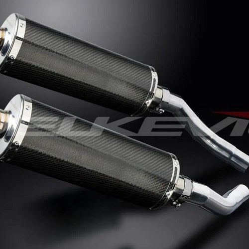 Delkevic 14" Carbon Oval Mufflers - Honda ST1300 2003-2015 Exhaust