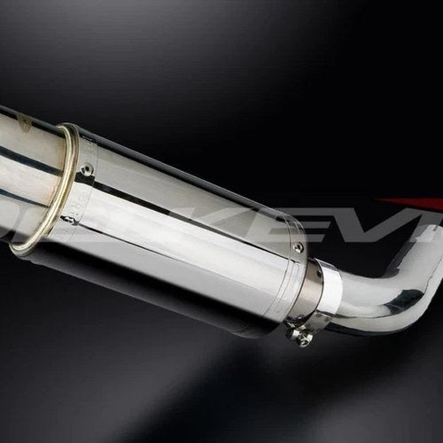 Delkevic 8" Stainless Steel Round Muffler - Honda VFR800F Interceptor 2014-2015