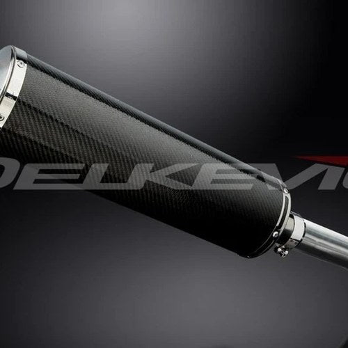 Delkevic 18" High Mount Carbon Oval Muffler - Honda VFR800 Interceptor 1998-2001