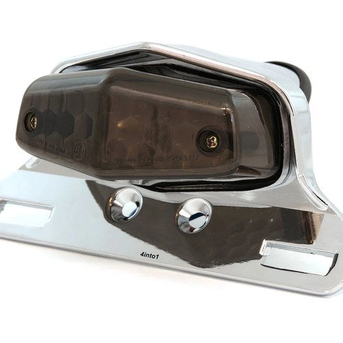 Lucas Style LED Motorcycle Tail Light Assembly - Chrome w/ Smoke Lens