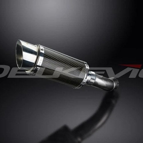 Delkevic 8" Mini Carbon Round Slip On Muffler - Kawasaki Z900 2017-2021 Exhaust