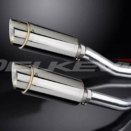 Delkevic 8" Stainless Round Slip On Mufflers - Yamaha YZF-R1 2007-2008 Exhaust