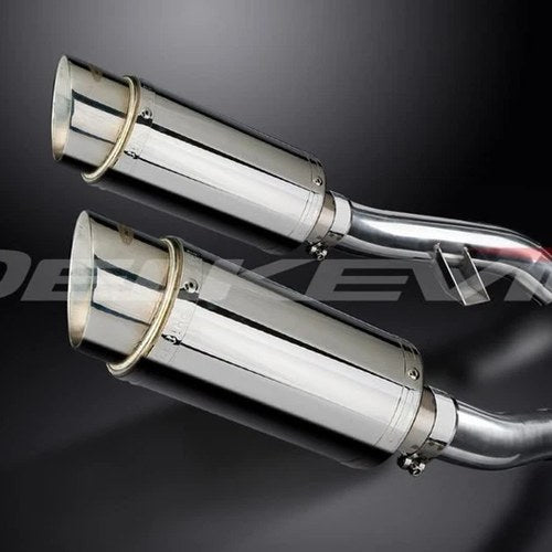 Delkevic 8" Stainless Round Slip On Mufflers - Yamaha FJR1300 2006-2021 Exhaust