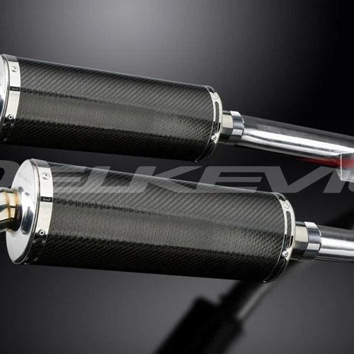 Delkevic 14" Carbon Oval Slip On Mufflers - Yamaha FJR1300 2001-2005 Exhaust