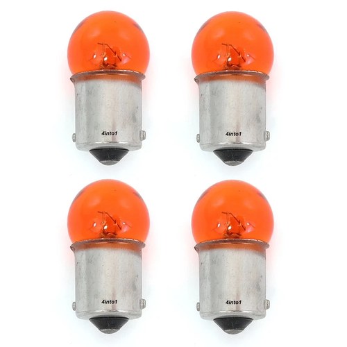 Set of 4 Mini 1156 Turn Signal Bulbs - Single Filament - Amber