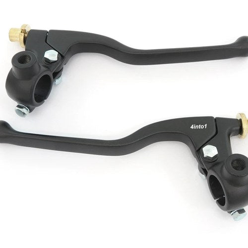 Kawasaki GP Lever Perch Set w/ Mirror Mount - Clutch + Drum Brake - Black - 7/8"