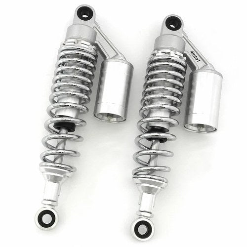 Silver & Chrome Remote Reservoir Shocks - Eye To Eye - 310-320mm for Suzuki
