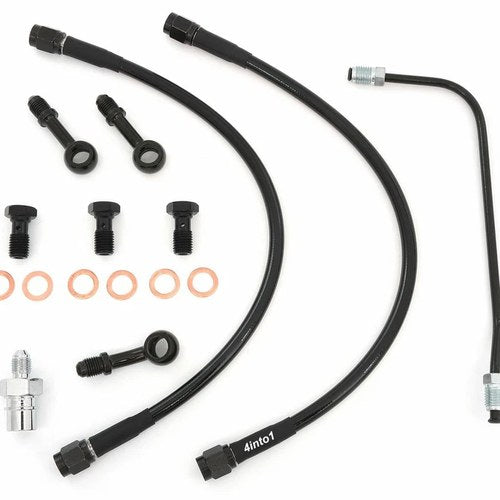 Stainless Steel Brake Line Kit w/Brake Pipe - Black - Honda CB450K/500/550/750