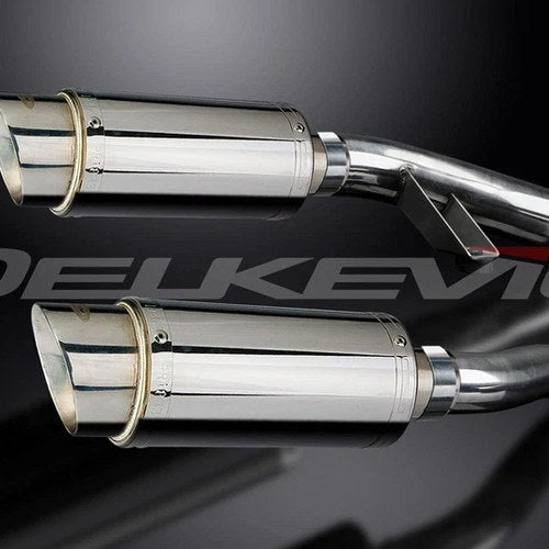 Delkevic 8" Stainless Steel Round Mufflers - Triumph Trophy 1200 - 95-03 Exhaust
