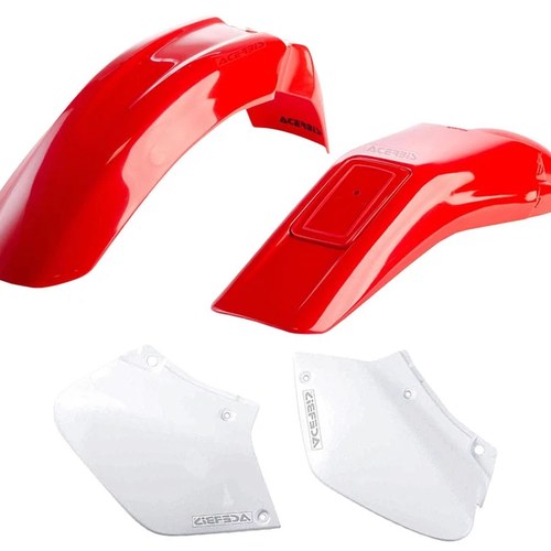 Acerbis Red Front & Rear Fender w/ White Side Panels Kit - Honda XR250 XR400