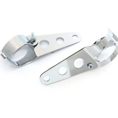 Chrome Universal Motorcycle Headlight Brackets - Fits 38mm - 50mm Fork Tubes