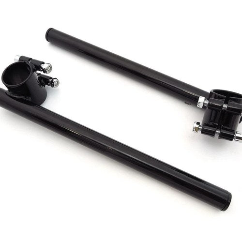 Black 7/8" Clip-On Handlebars 7 Degree - 33mm Fork - Honda Kawasaki Suzuki Cafe