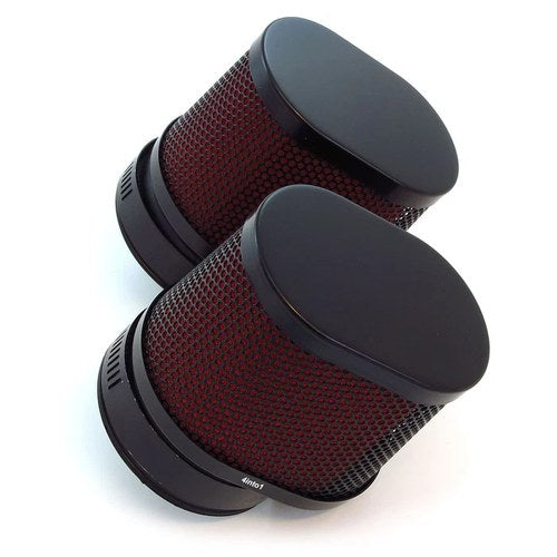 2 Pack Black Red High Flow Oval Air Filter Pod 50mm Motorcycle Scooter Moped ATV