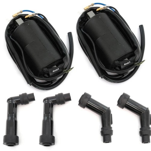 Ignition Coils + Spark Plug Caps Set Honda CB350F CB400F CB500 CB550 Fours Coil
