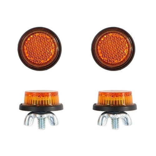 Set of 4 - Mini Amber Motorcycle License Plate Reflector Bolts with Wing Nuts