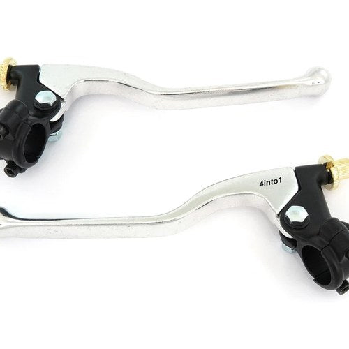 Honda GP Motorcycle Lever Perch Set - Clutch + Drum Brake Black & Chrome - 7/8"